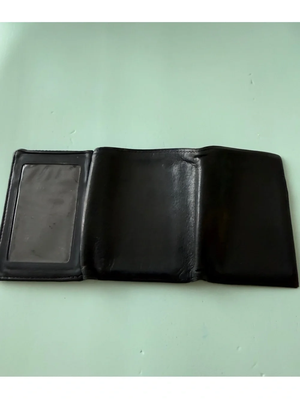 Bosca 1911 Black Leather Tri-Fold Wallet with Card Slots